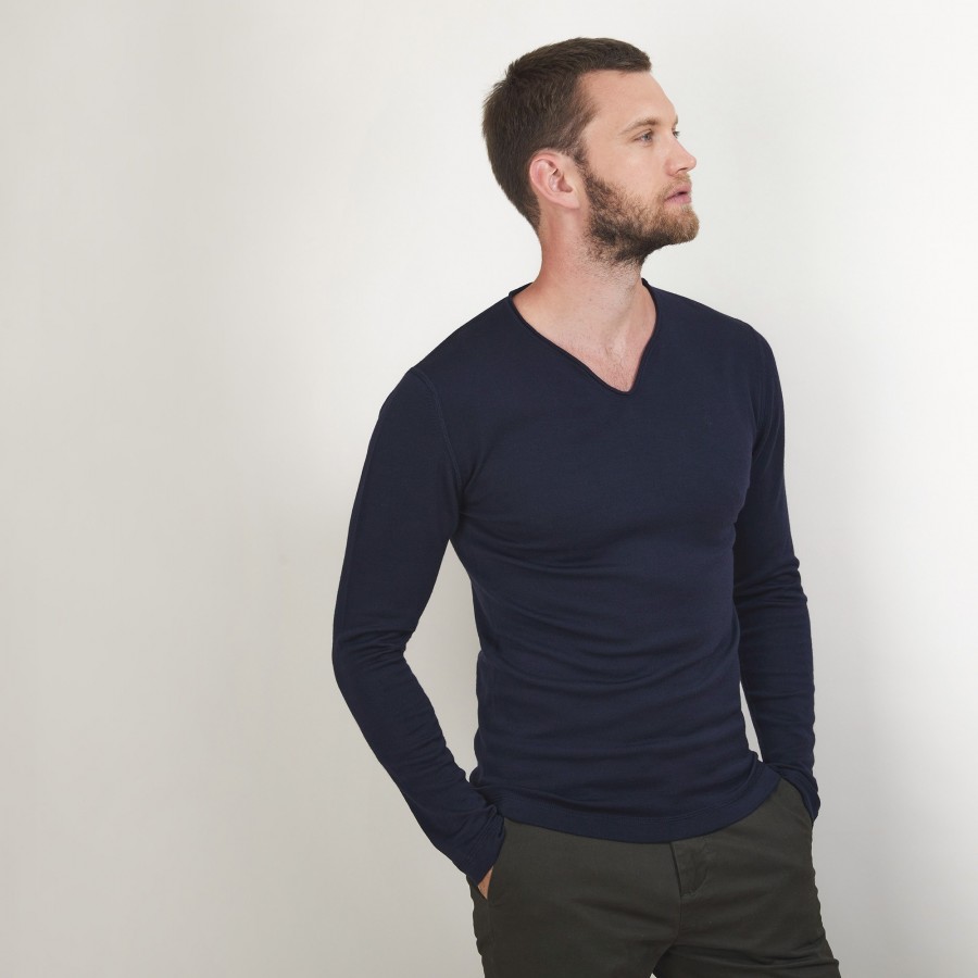 Wool sweater with Tunisian collar - Bono