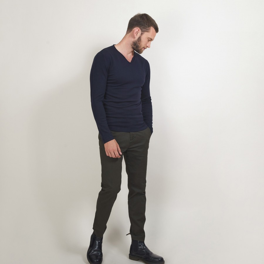 Wool sweater with Tunisian collar - Bono