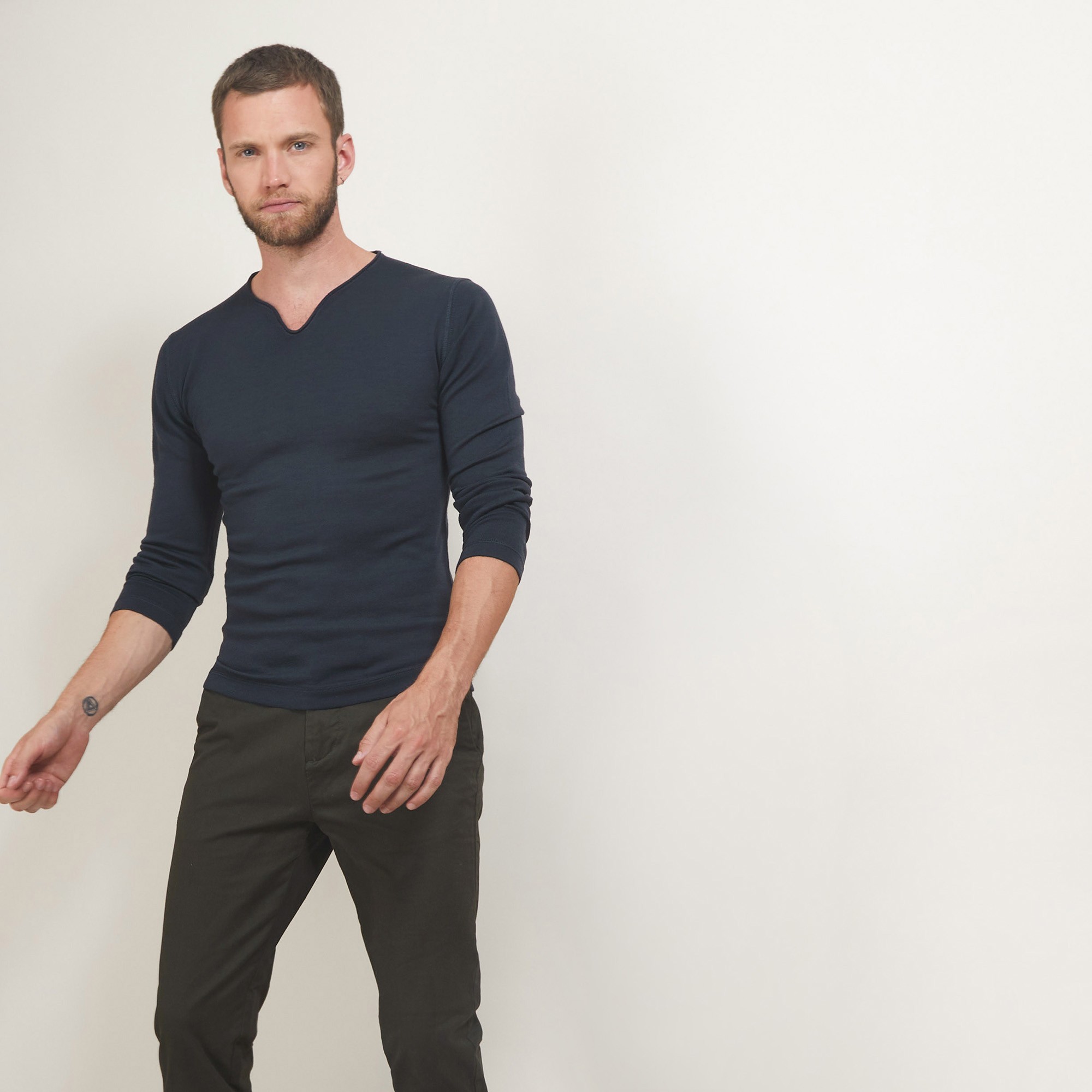 Pull col tunisien en laine - Bonno
