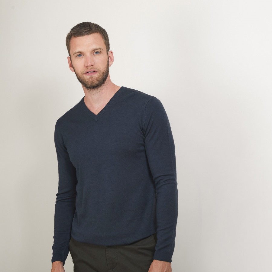 Pull col V en laine mérinos - Elmo