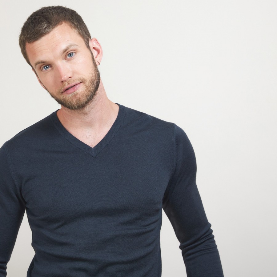 Pull col V en laine mérinos - Elmo