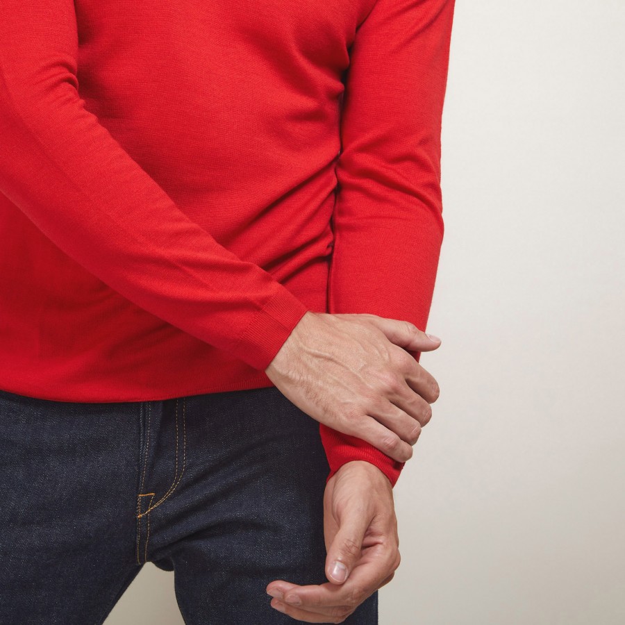 Pull col V en laine mérinos - Elmo