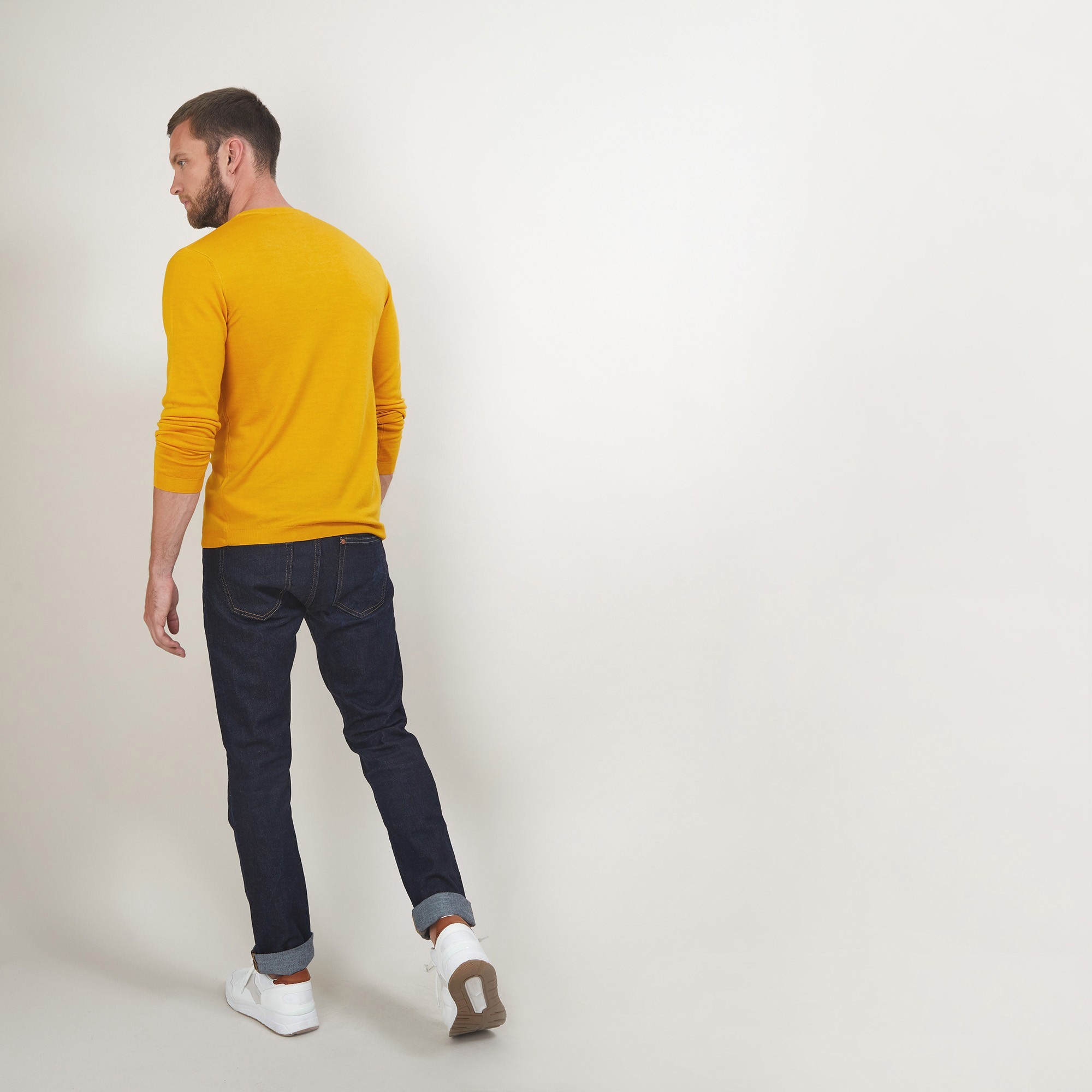 Pull col V en laine - Badyss 7060 safran - 89 Moutarde