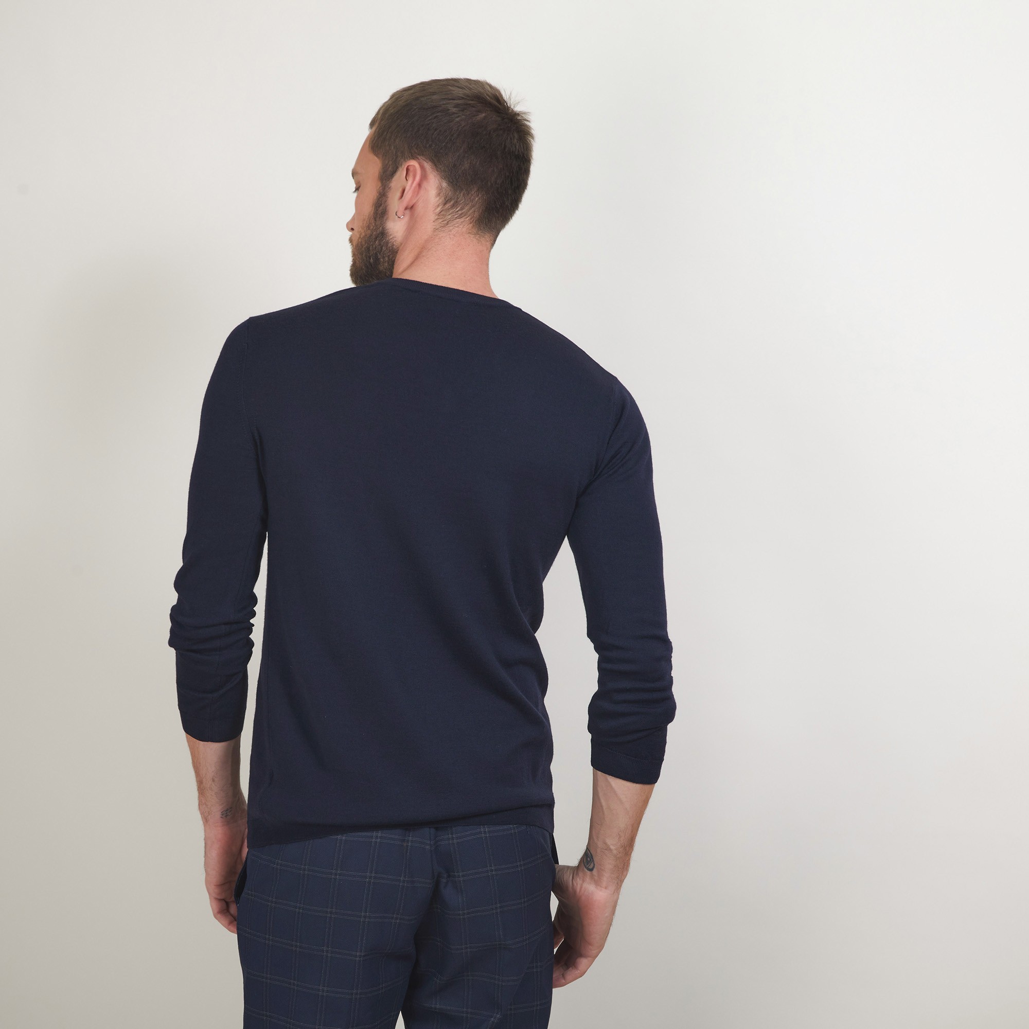 Pull col V en laine - Badyss 7040 marine - 05 Bleu marine