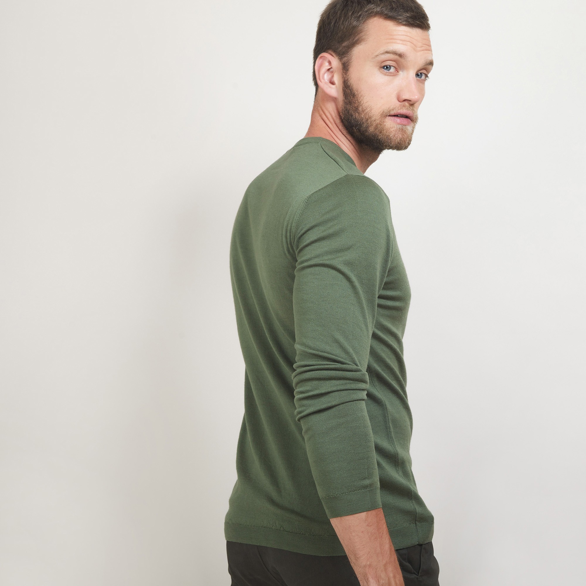 Pull col V en laine - Badyss 7050 bronze - 83 Kaki
