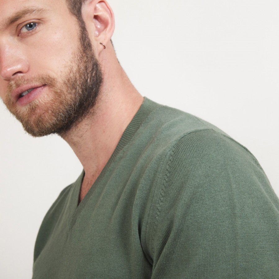 Cotton cashmere V-neck sweater - Brent