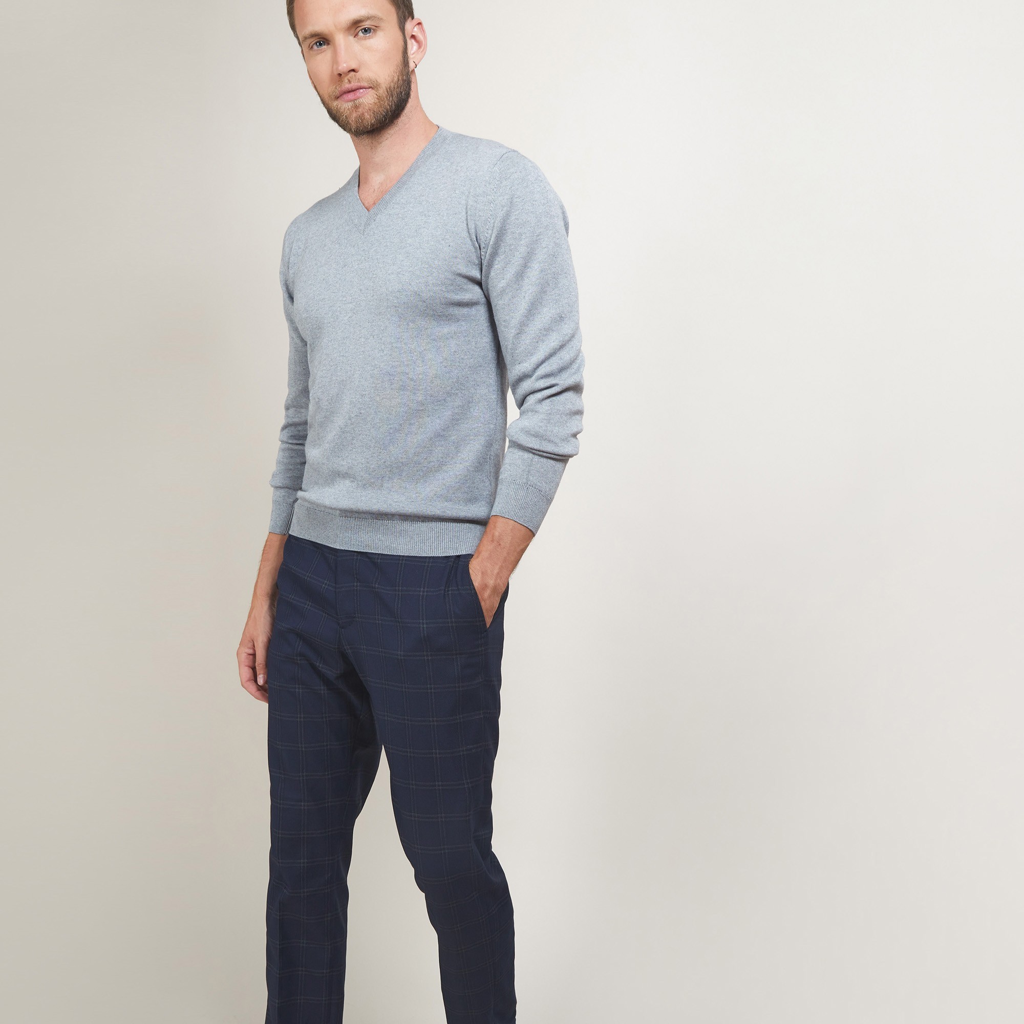 Pull col V en coton cachemire - Brent