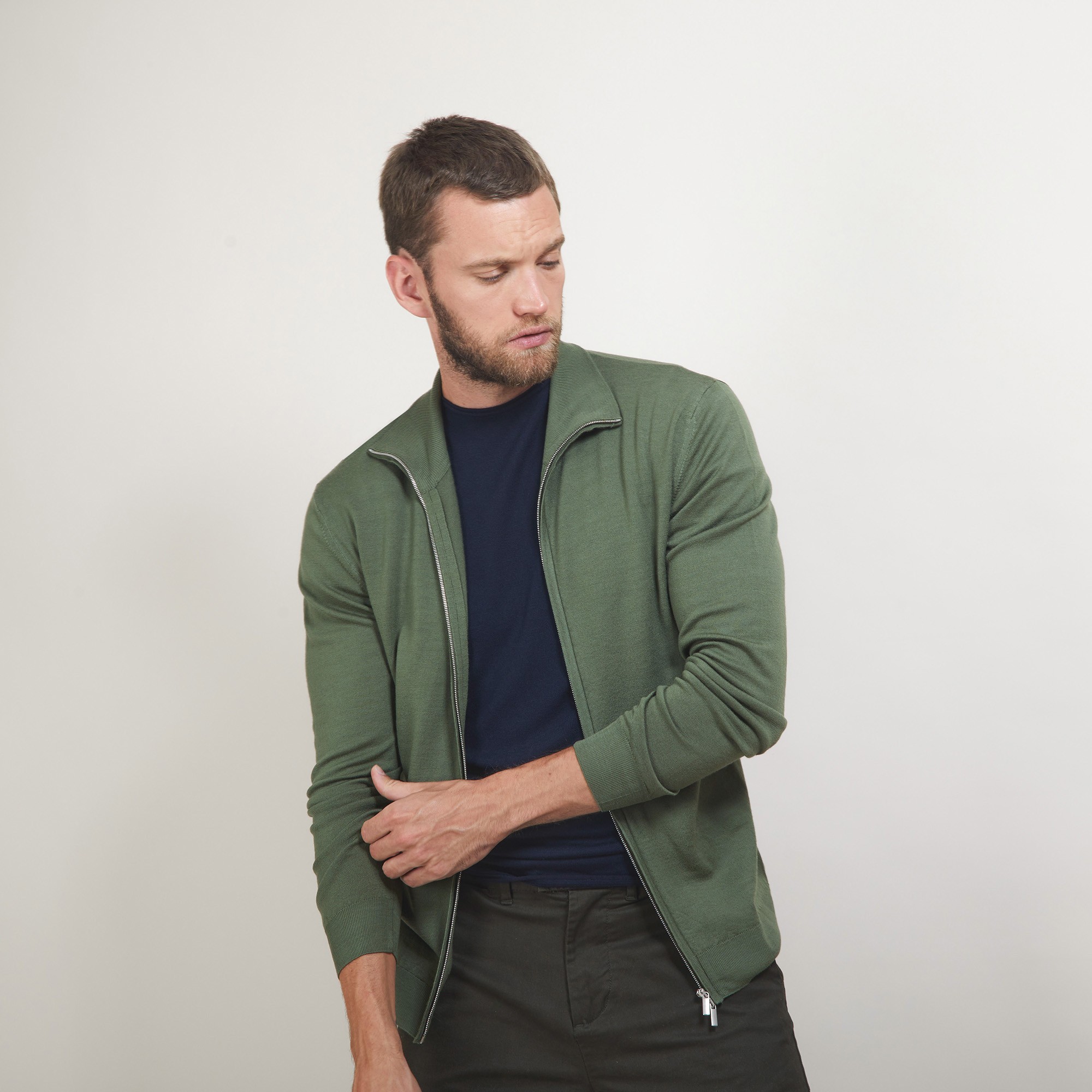 Gilet zippé en laine - Bastian 7050 bronze - 83 Kaki