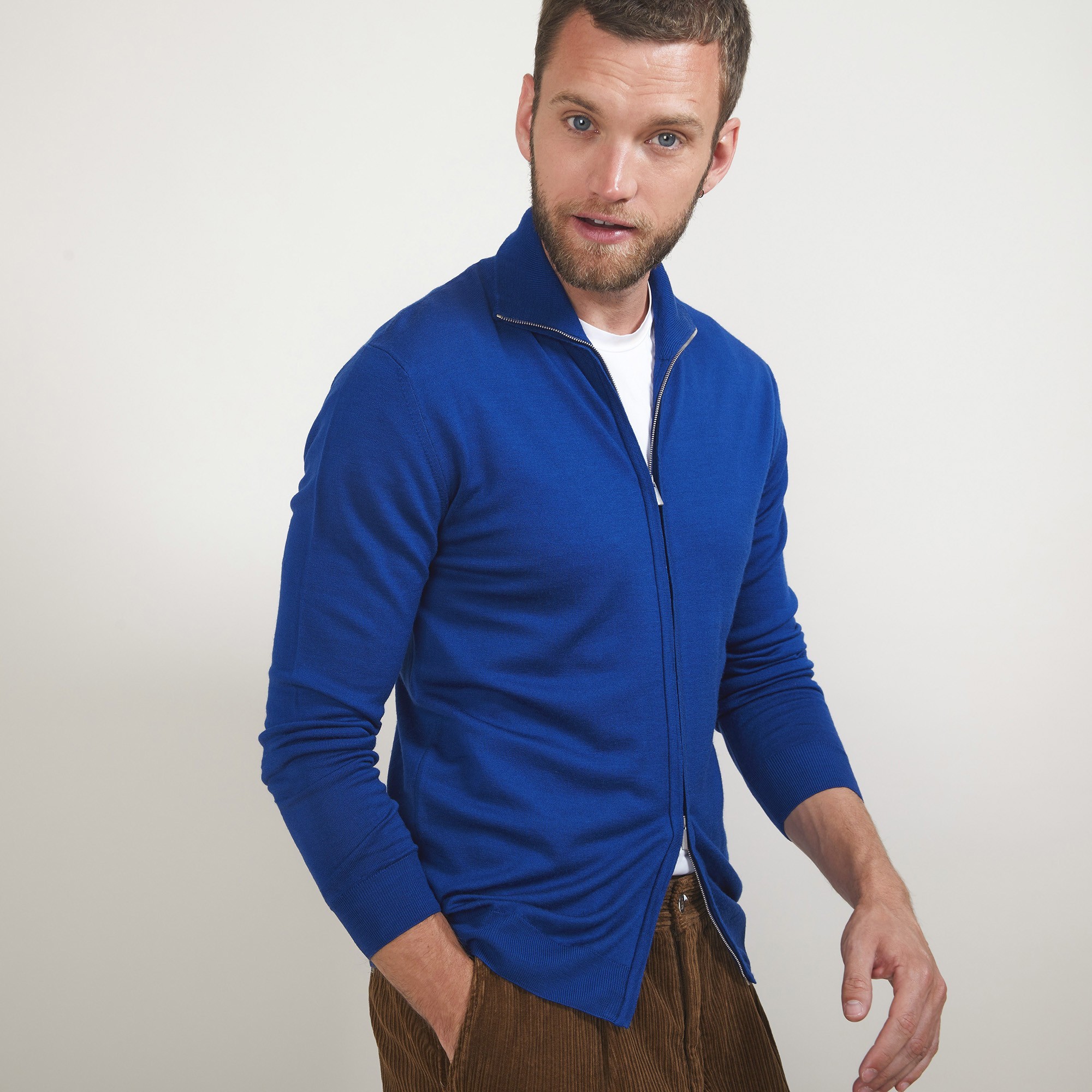 Gilet zippé en laine - Bastian 7042 fregate - 48 Bleu roi