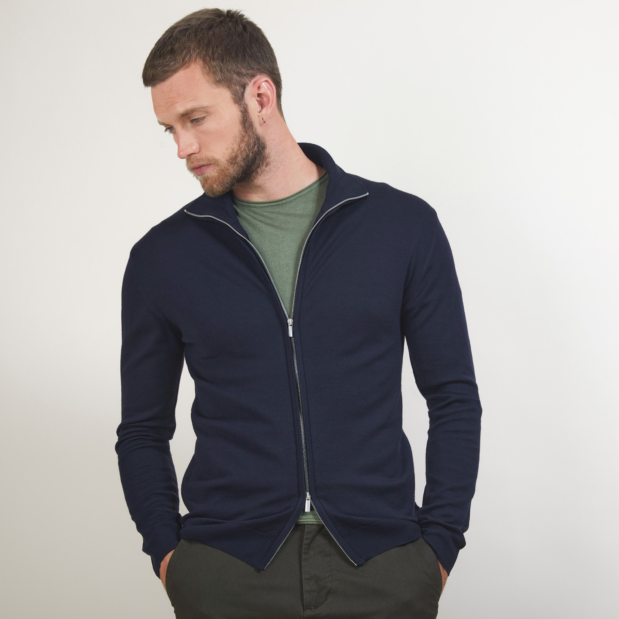 Gilet zippé en laine - Bastian 7040 marine - 05 Bleu marine