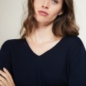 Pull col V en Bambou Cachemire - Barbara 7040 marine - 05 Bleu marine