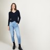 Pull col V en Bambou Cachemire - Barbara 7040 marine - 05 Bleu marine
