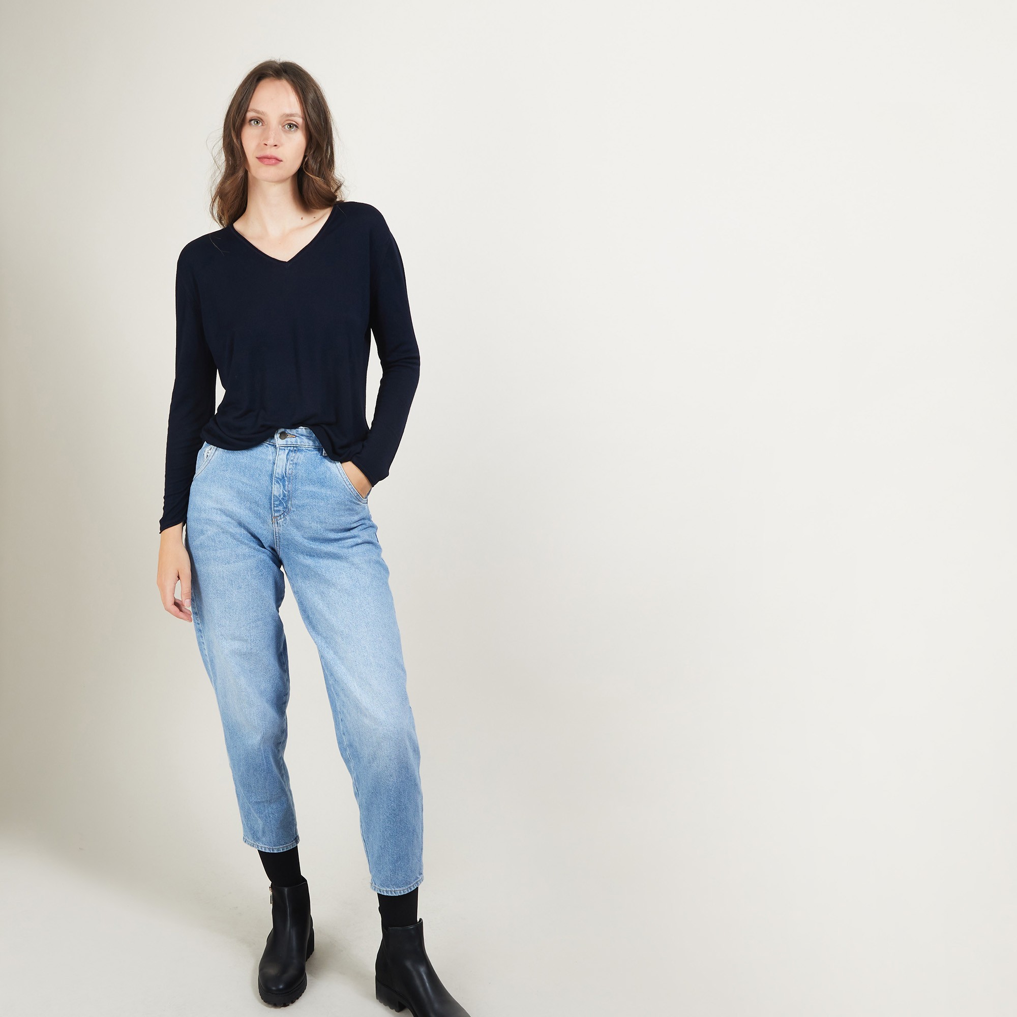 Bamboo Cashmere V-neck sweater - Barbara