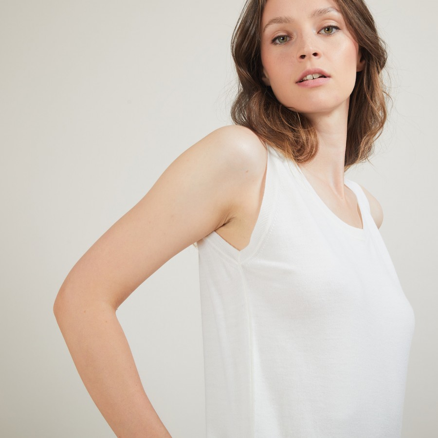 Round-neck wool tank top - Biella