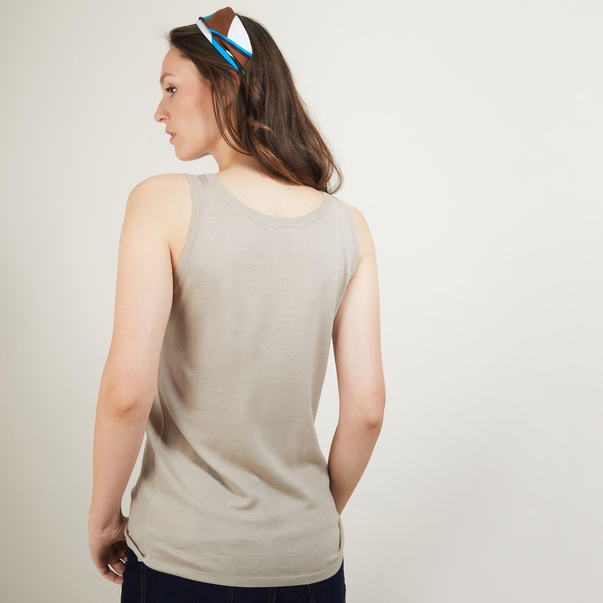 Débardeur col rond en laine - Biella 7001 dune - 13 Beige moyen