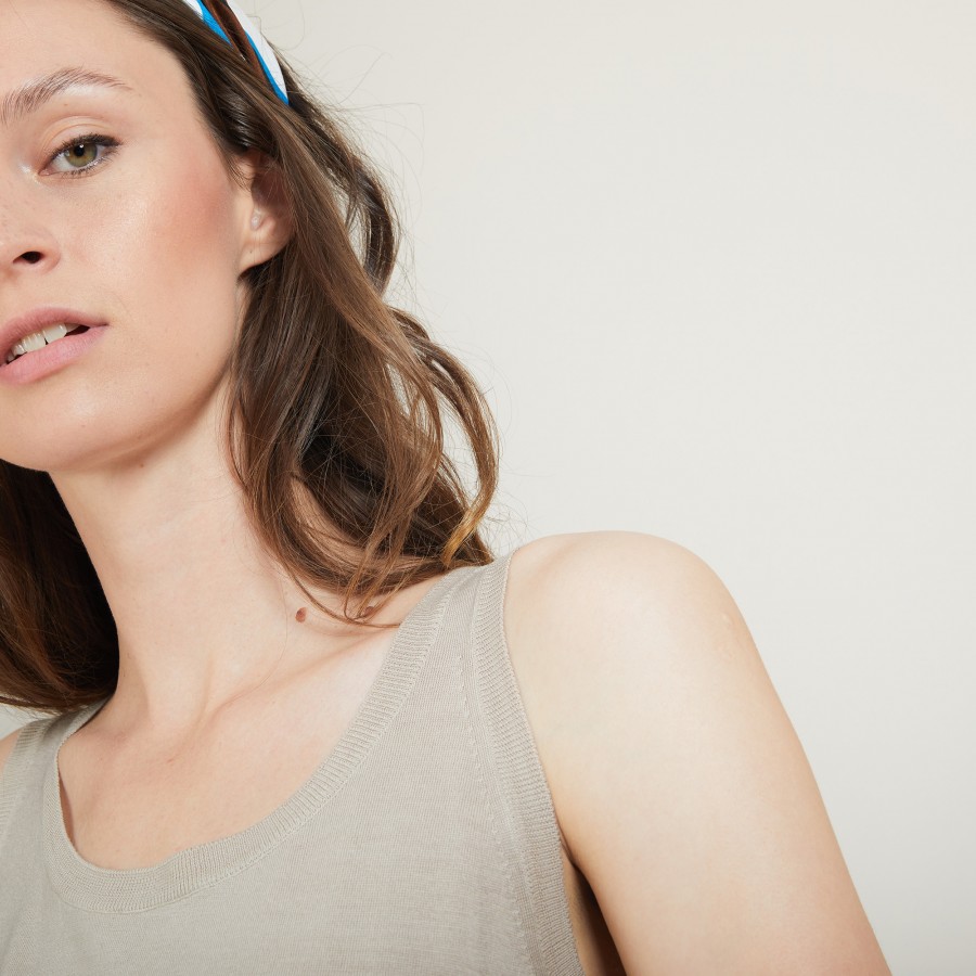 Round-neck wool tank top - Biella