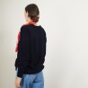 Cardigan en col V en laine et soie - Bilan 7040 marine - 05 Bleu marine