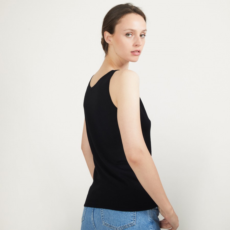 V-neck wool tank top - Blanchette