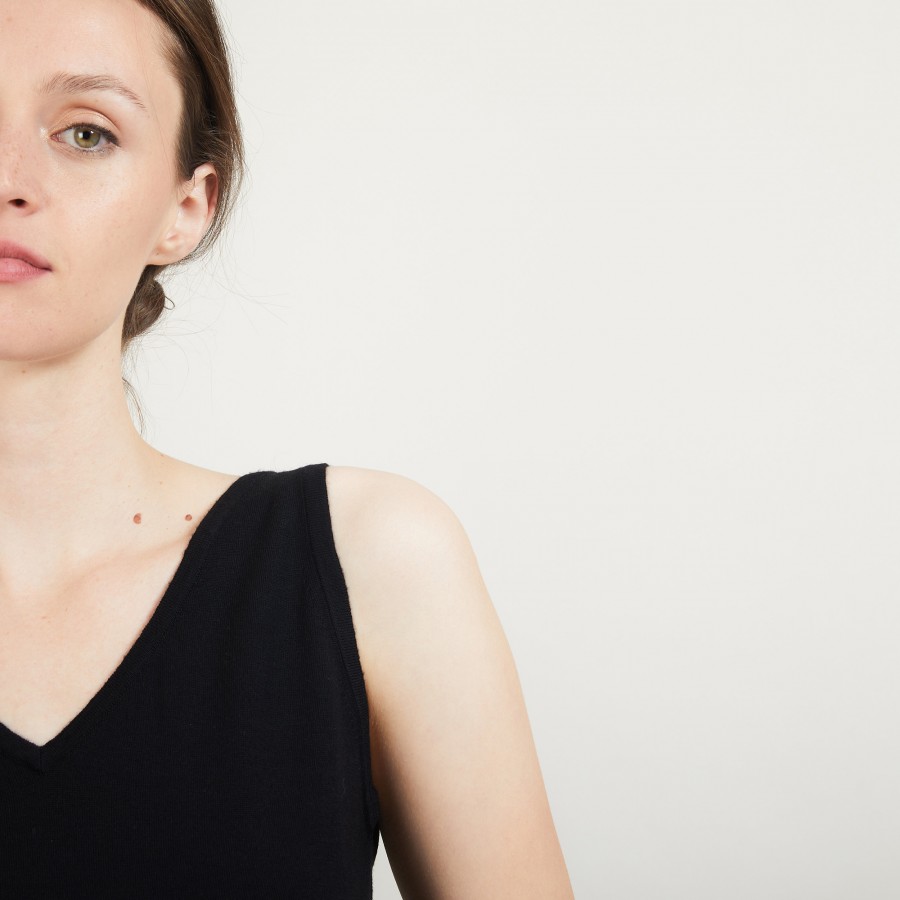 V-neck wool tank top - Blanchette