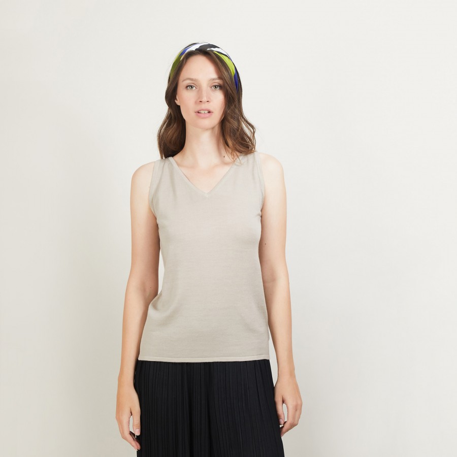 V-neck wool tank top - Blanchette