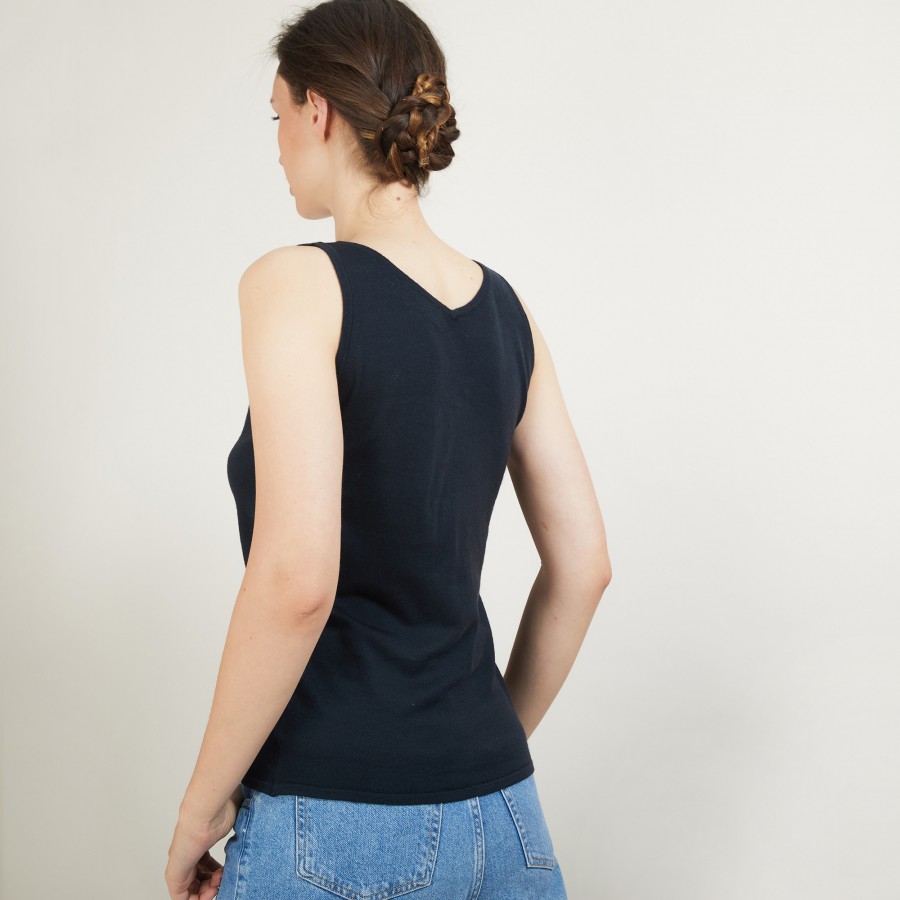 V-neck wool tank top - Blanchette