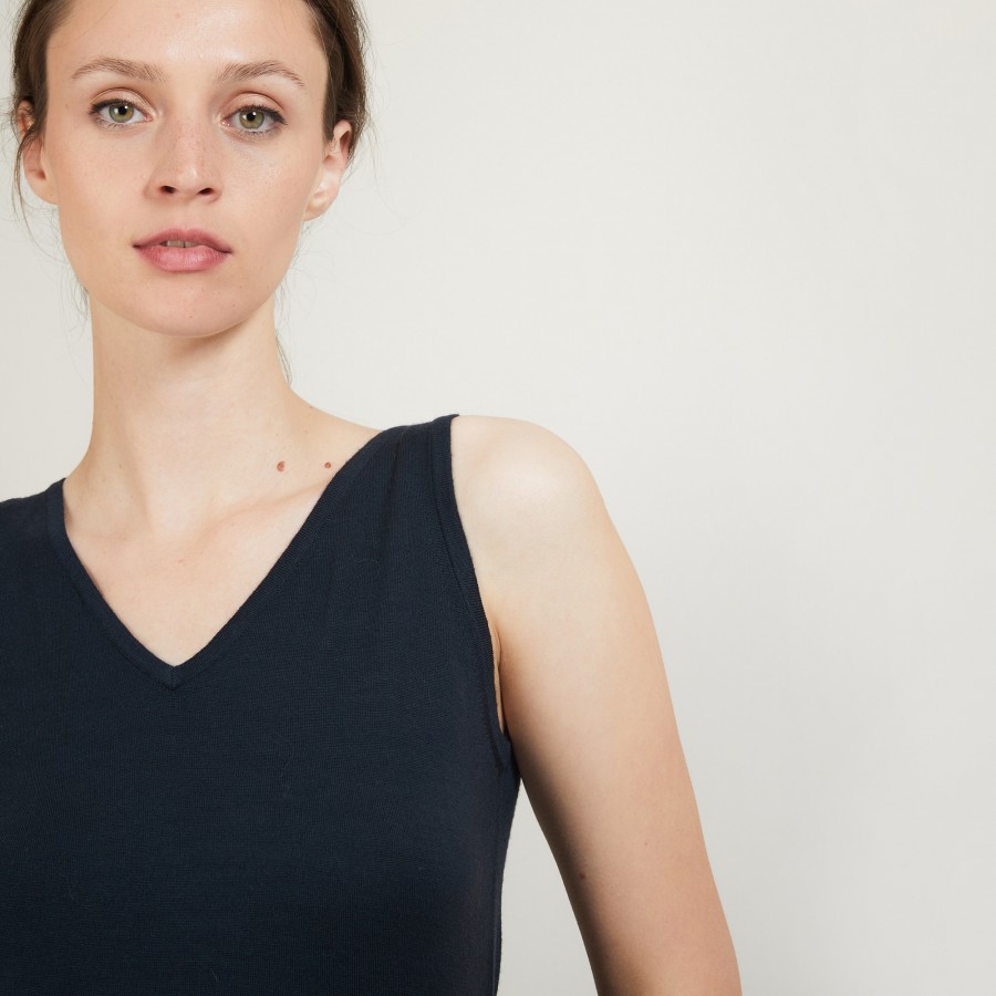 V-neck wool tank top - Blanchette