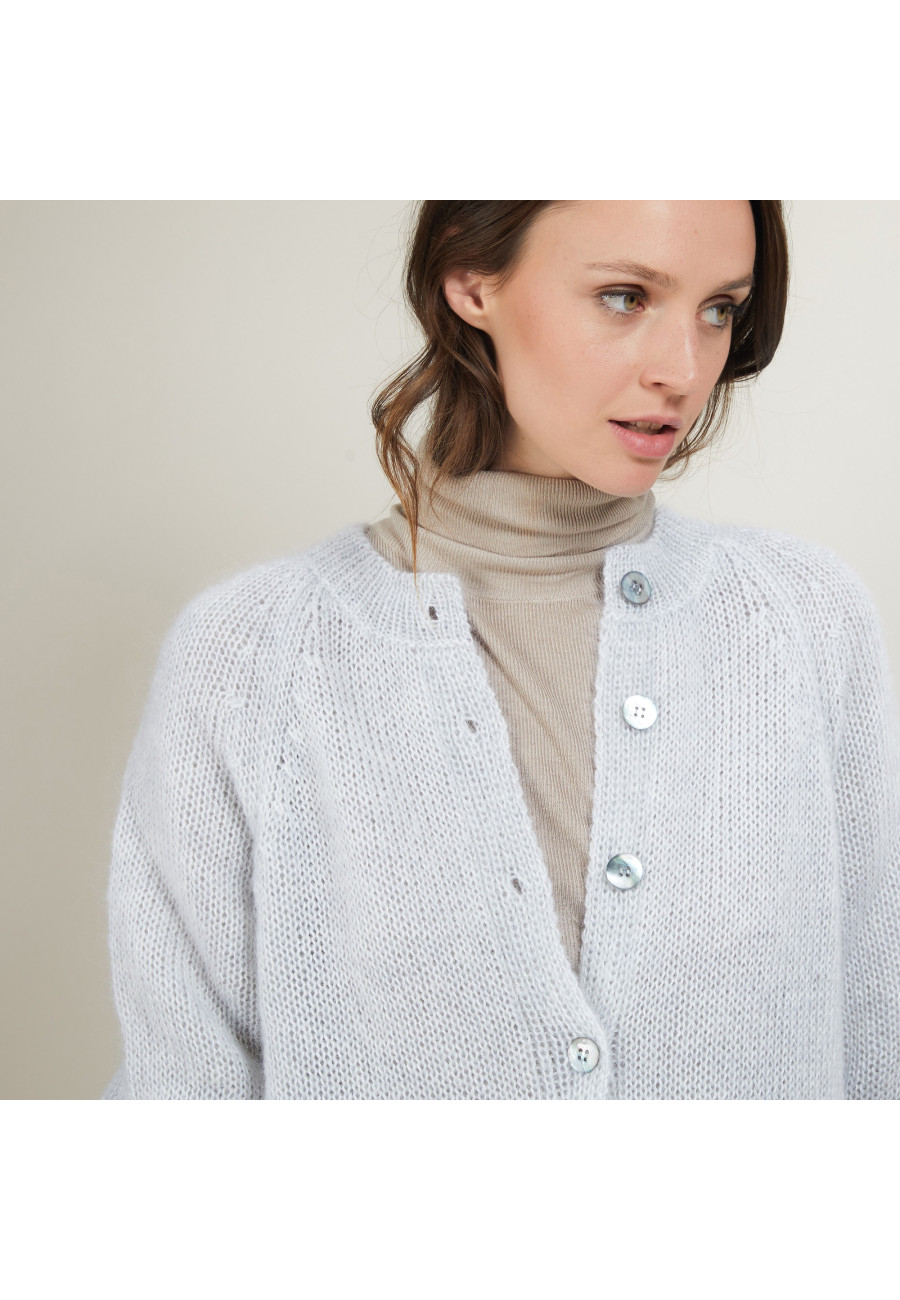 Long mohair cardigan with pockets - Gaya