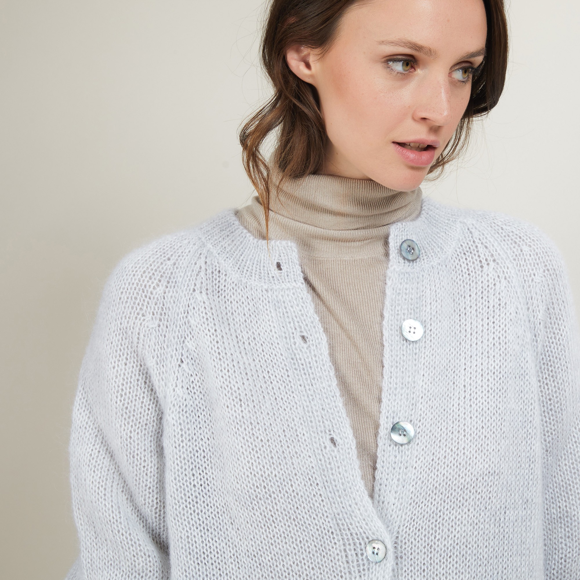 Long 2-pocket mohair cardigan - Gaya