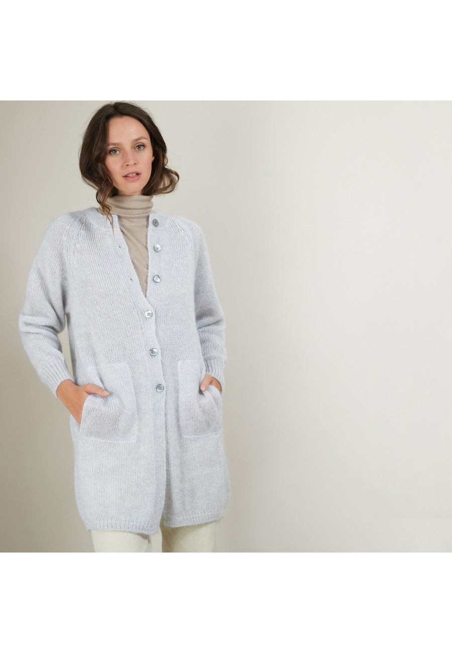 Long mohair cardigan with pockets - Gaya