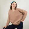 Gilet col v avant arrière en laine nylon - Gebril 7030 desert - 46 Marron clair