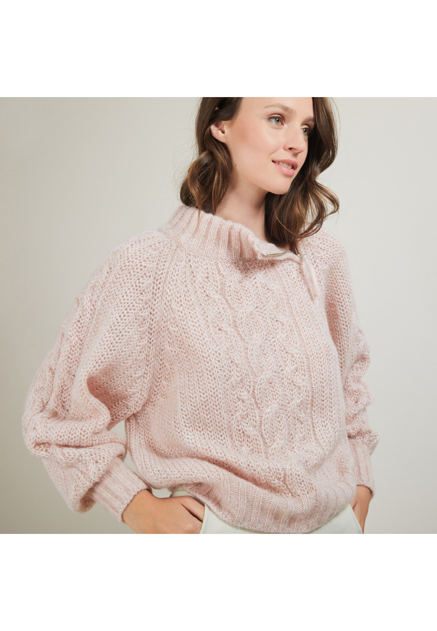 Zipped high-neck mohair sweater - Gilda