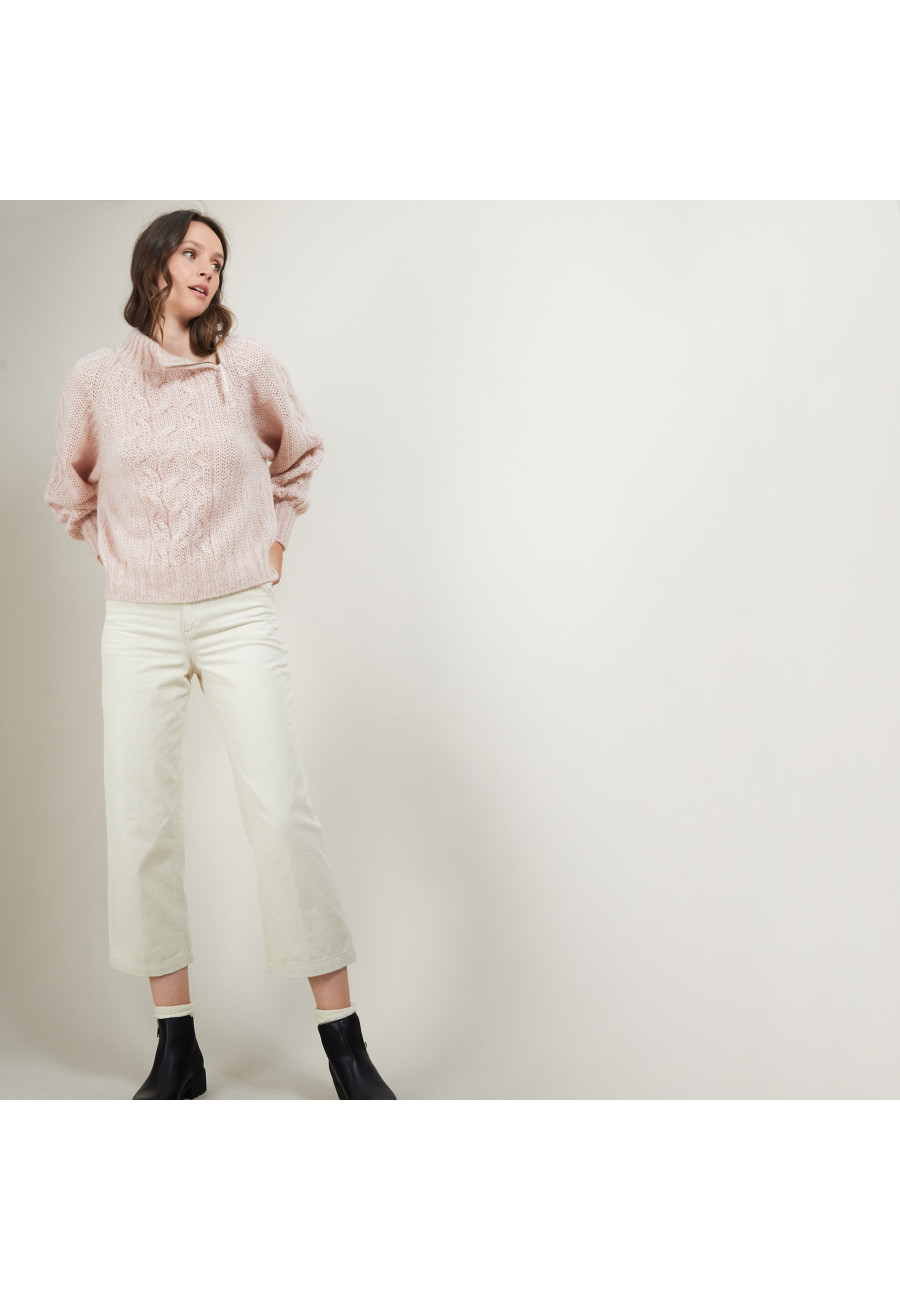 Pull col montant zippé en mohair - Gilda