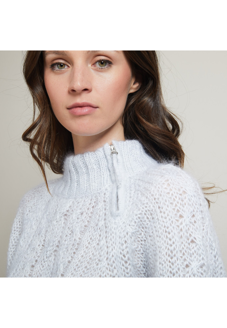 Pull col montant zippé en mohair - Gilda