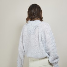 Pull col montant zippé en mohair - Gilda 7013 vapeur - 11 Gris clair