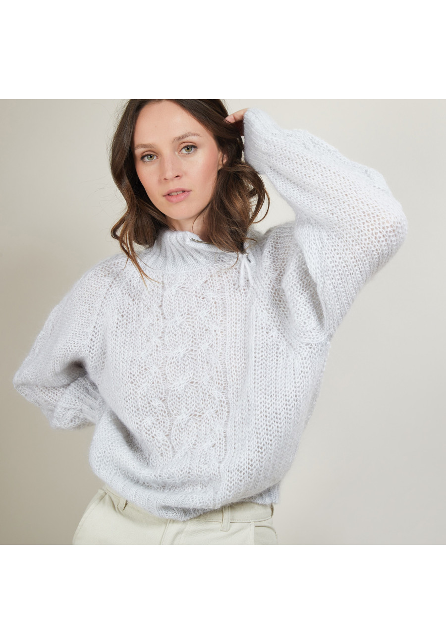 Pull col montant zippé en mohair - Gilda