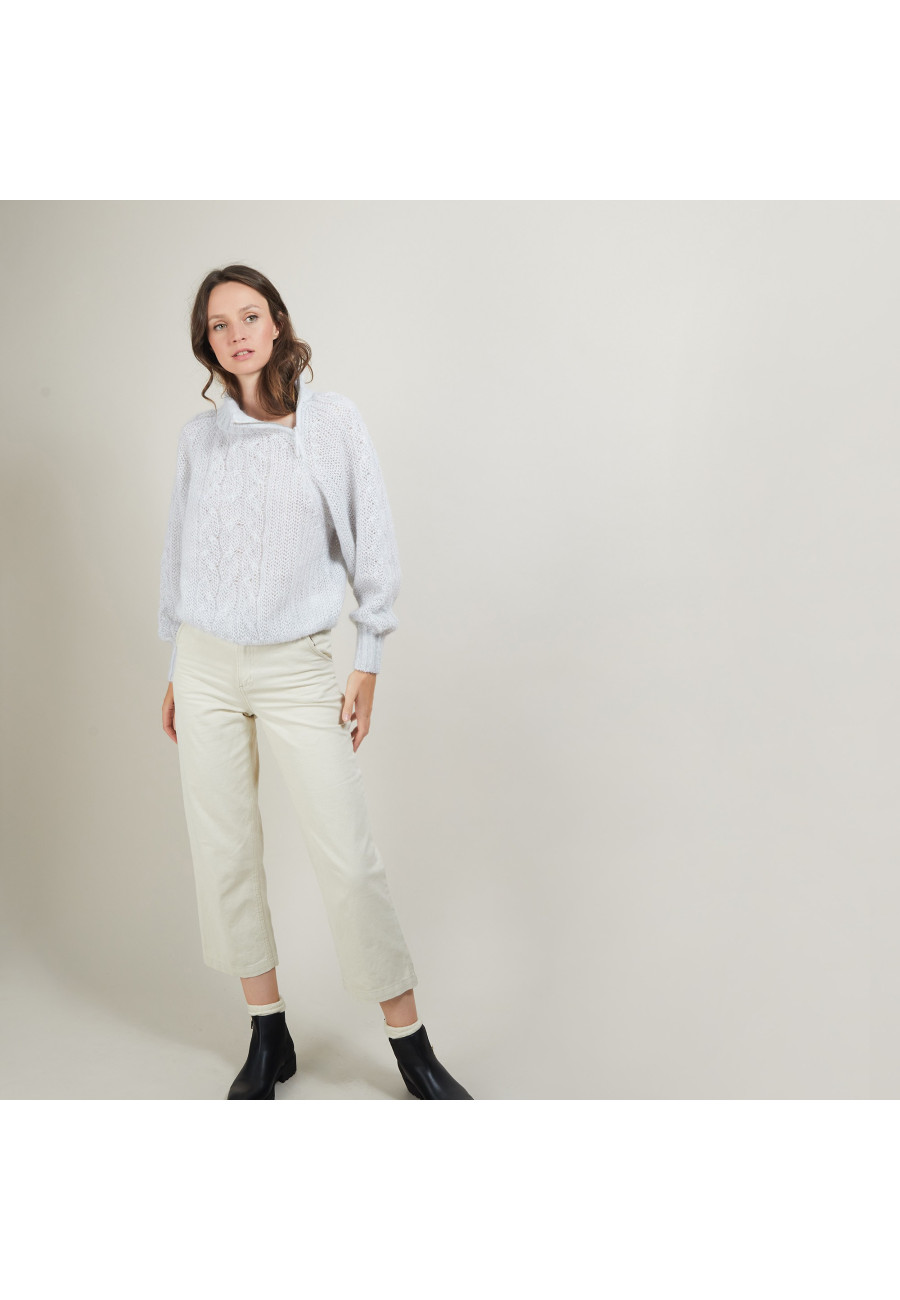 Pull col montant zippé en mohair - Gilda