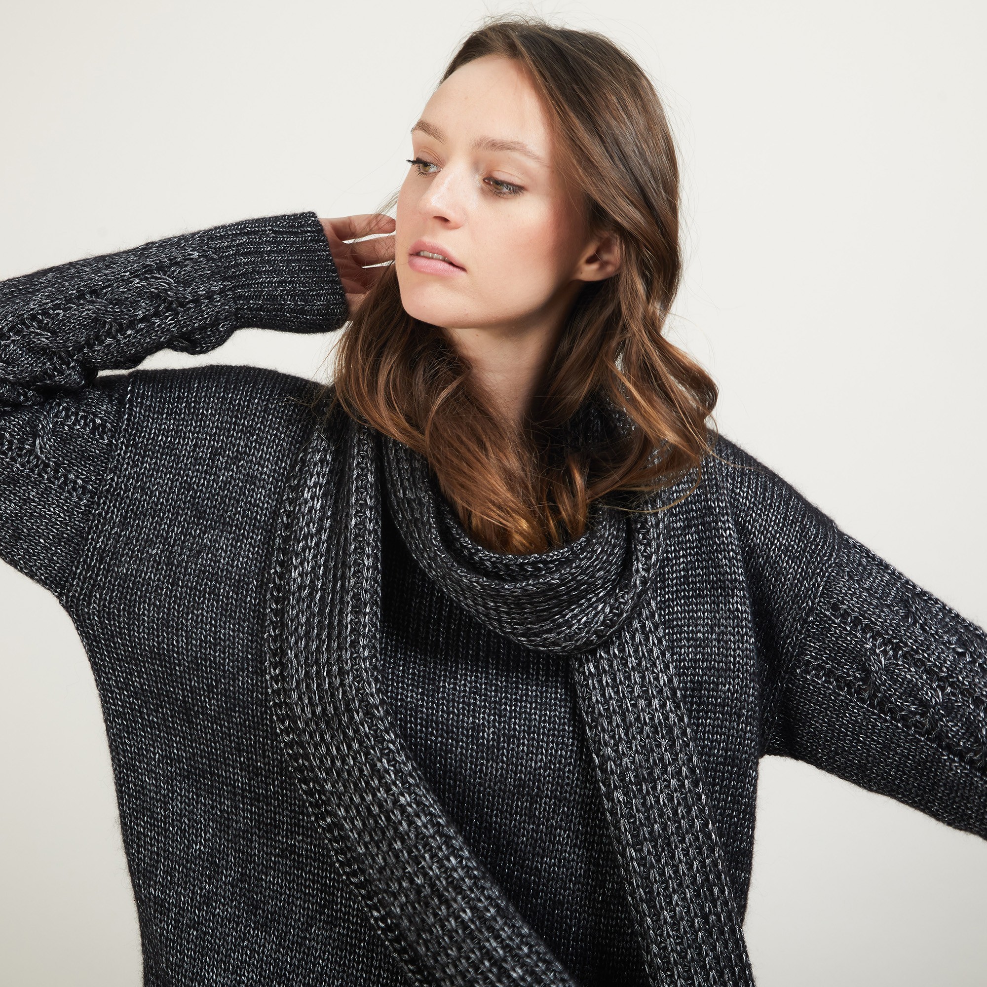 Viscose and baby alpaca scarf - Genu