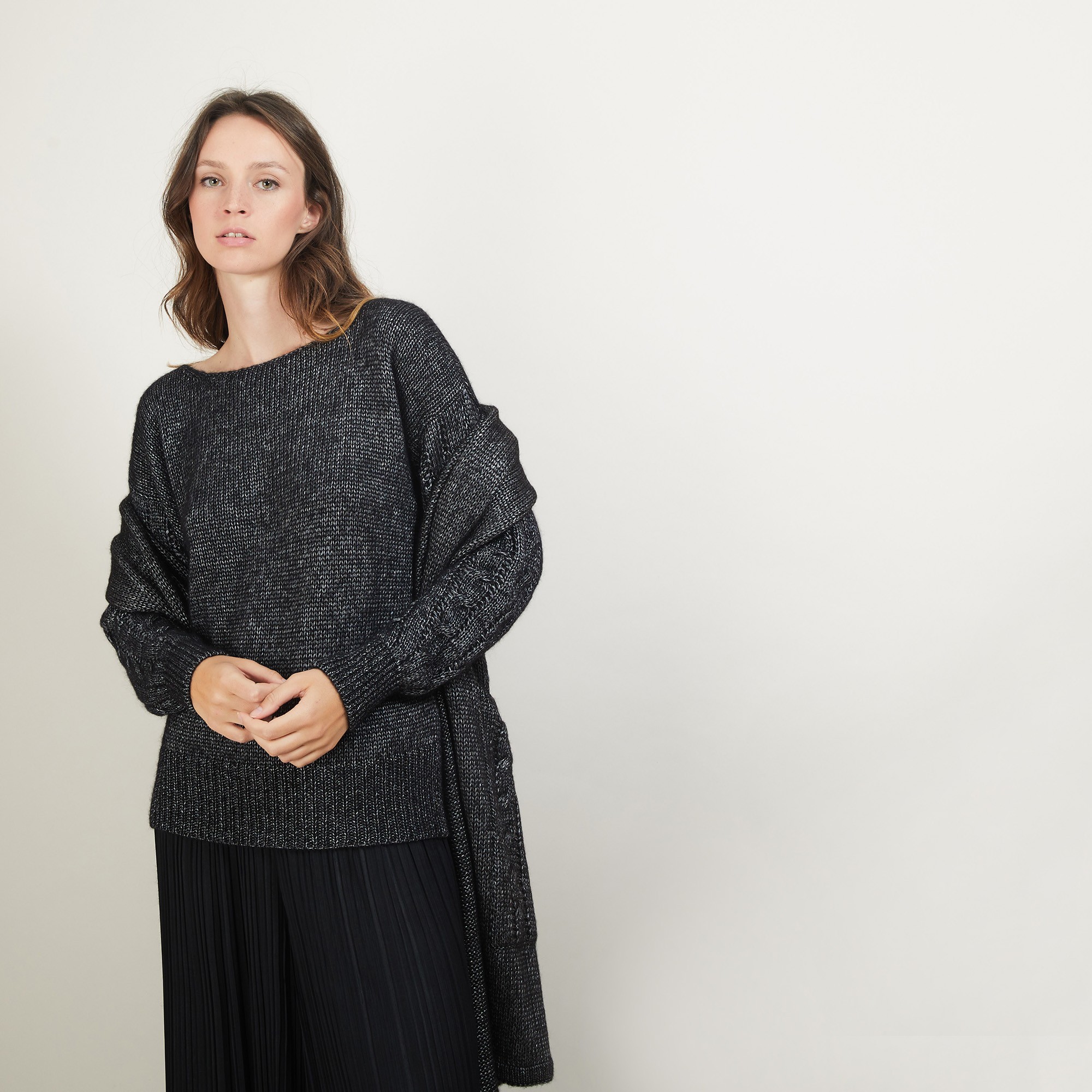 Scarf with pockets in viscose and baby alpaca - Giva