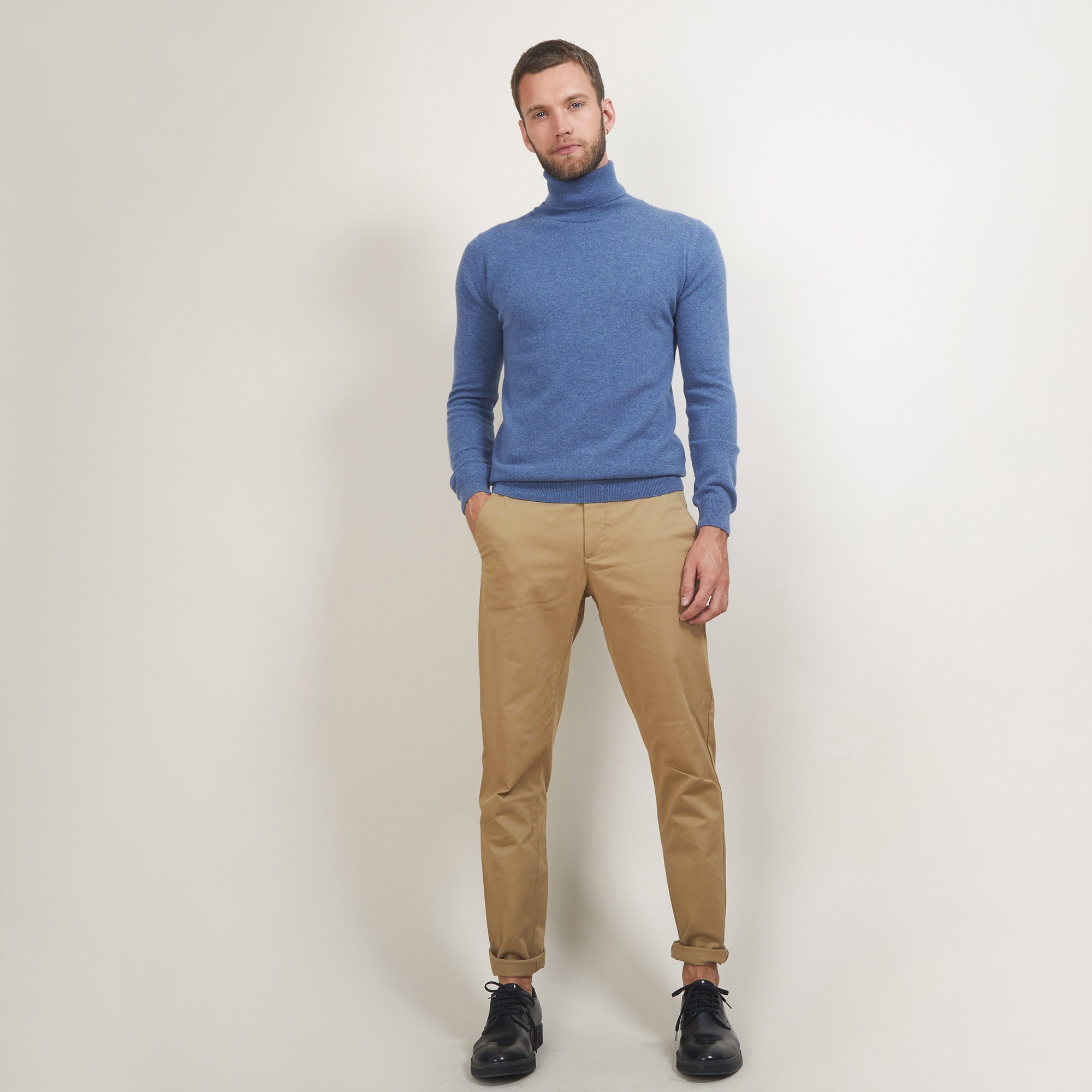 Pull col roulé en cachemire - Bruno 7041 baltique - 06 Bleu moyen