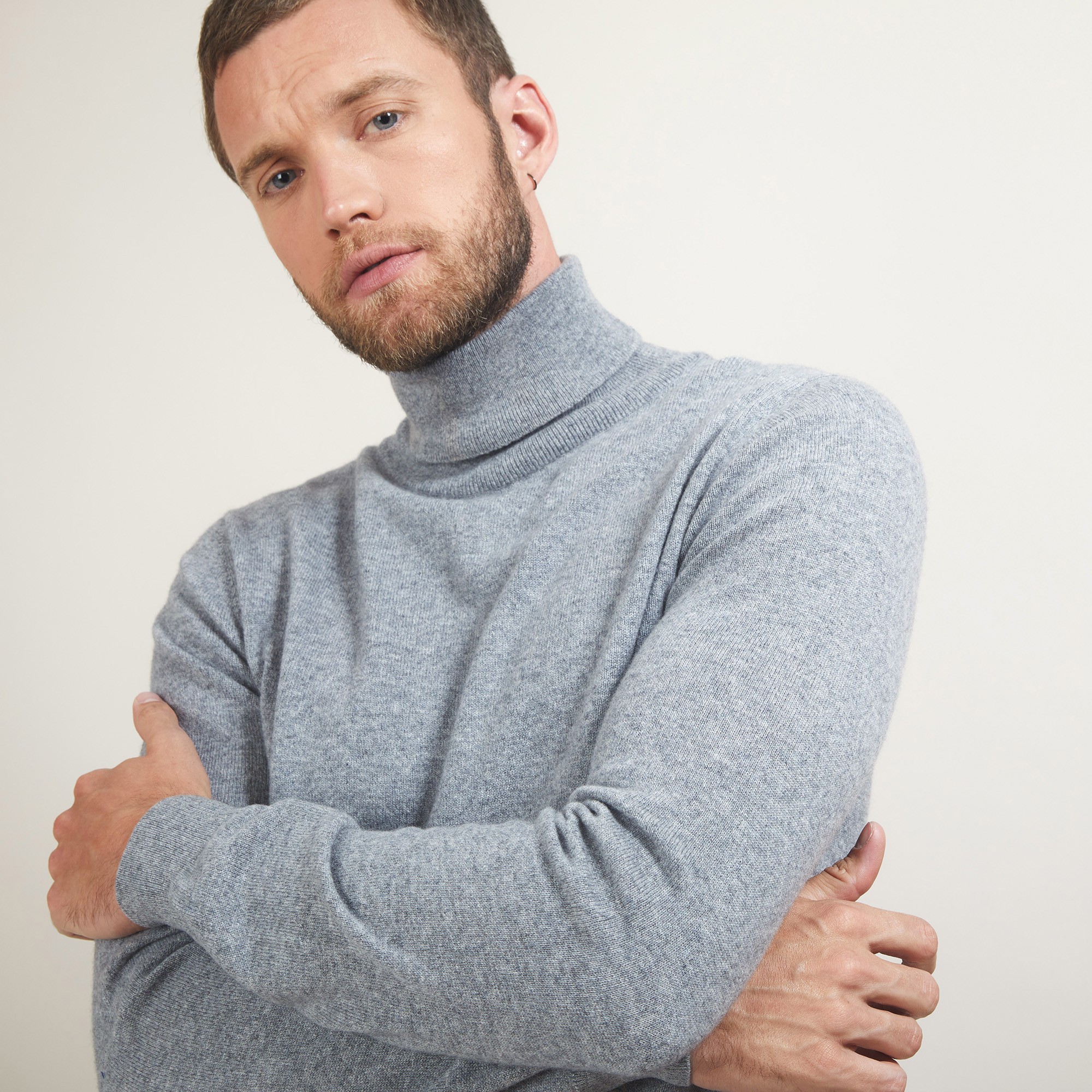 Pull col roulé en cachemire - Bruno 7012 volute - 09 Gris moyen