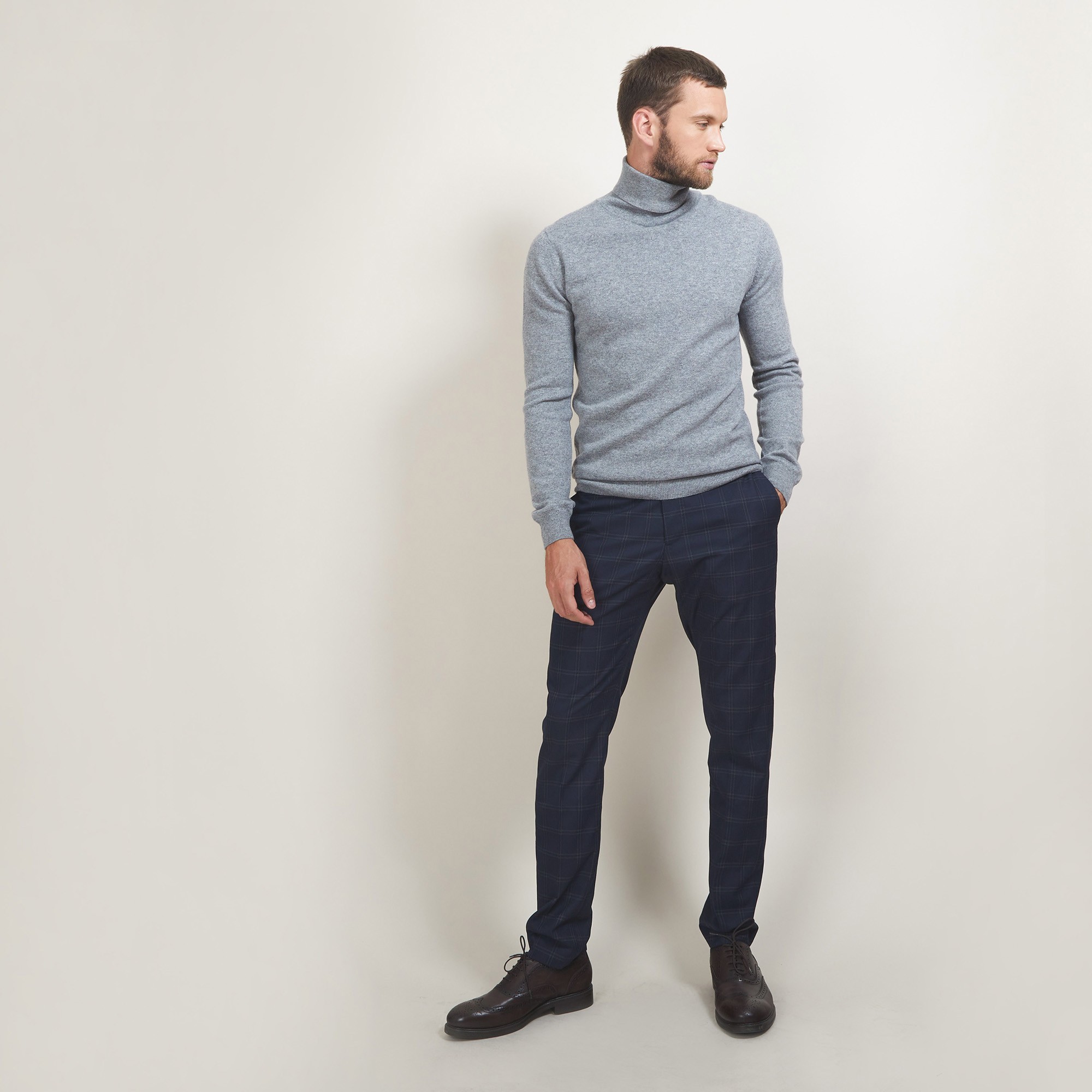 Pull col roulé en cachemire - Bruno 7012 volute - 09 Gris moyen