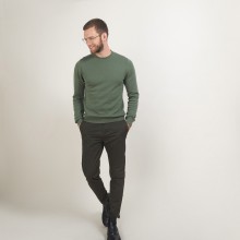 Pull col rond en coton cachemire - Burton 7050 bronze - 83 Kaki