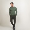 Pull col rond en coton cachemire - Burton 7050 bronze - 83 Kaki