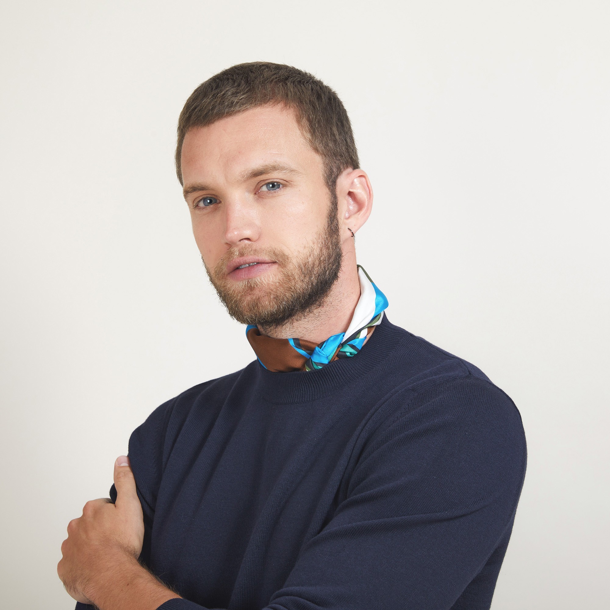Pull col rond en coton cachemire - Burton 7040 marine - 05 Bleu marine