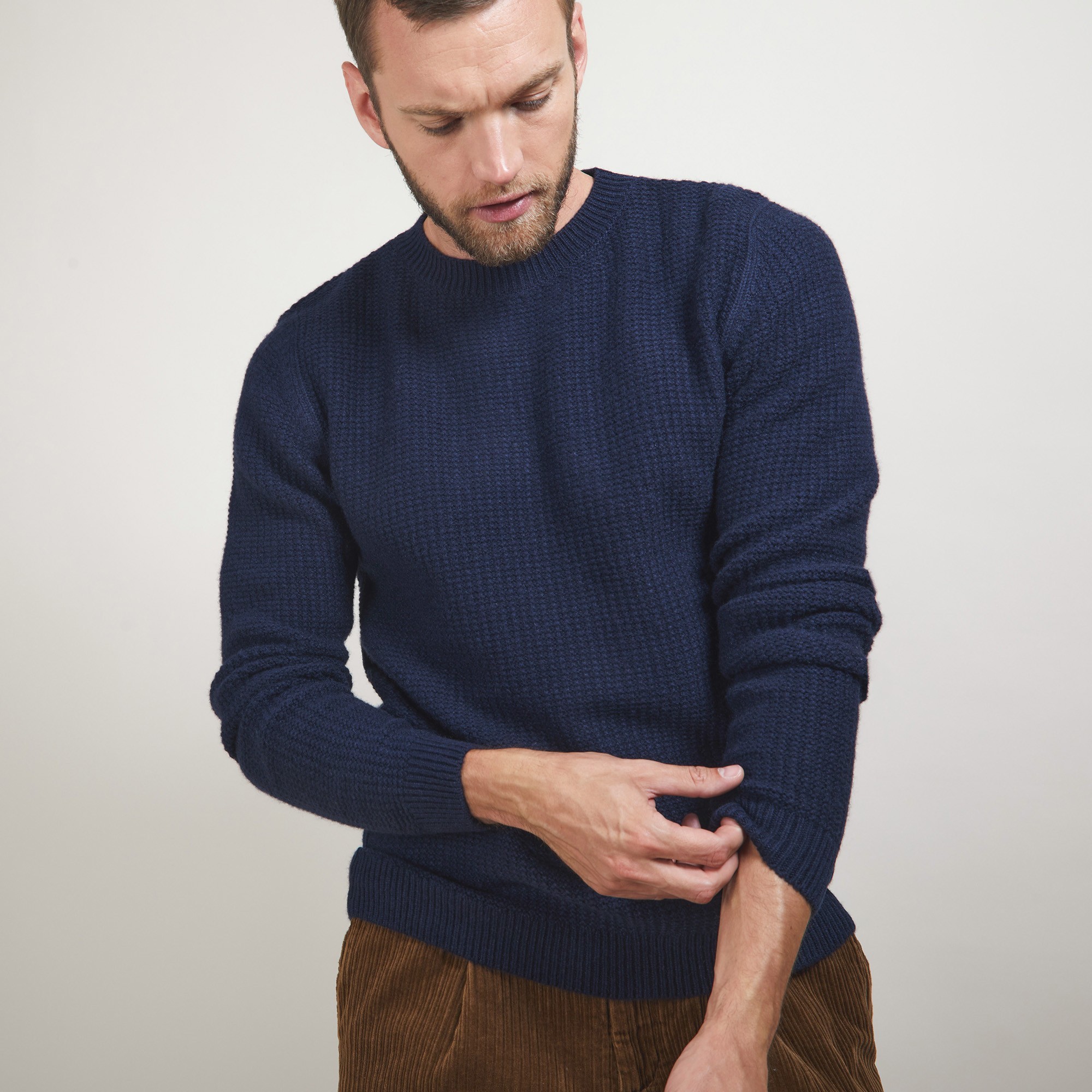 Pull col rond en cachemire 4 fils - Liverpool 7040 marine - 05 Bleu marine