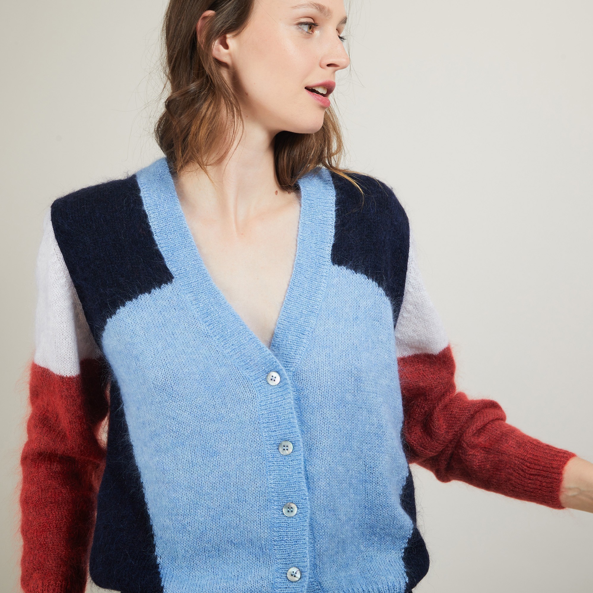 V-neck mohair cardigan - Flora