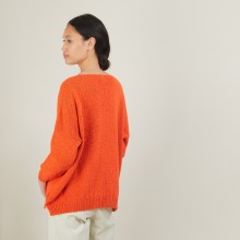 V-neck loose-fitting jumper in wool and silk - Baba