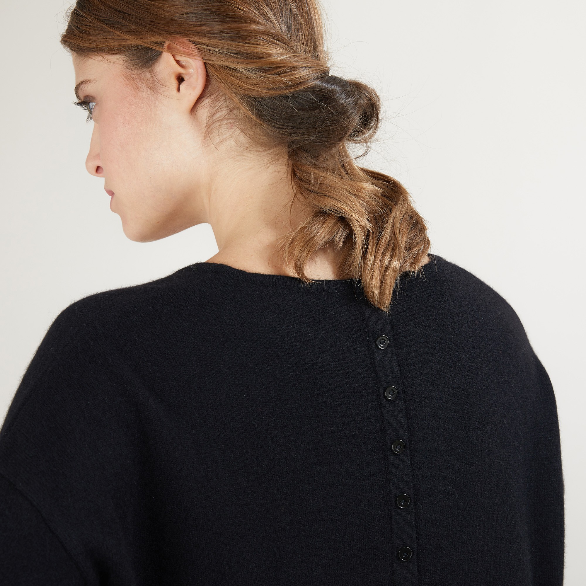 Pull boutonné au dos en cachemire - Bahia 7010 noir - 01 Noir