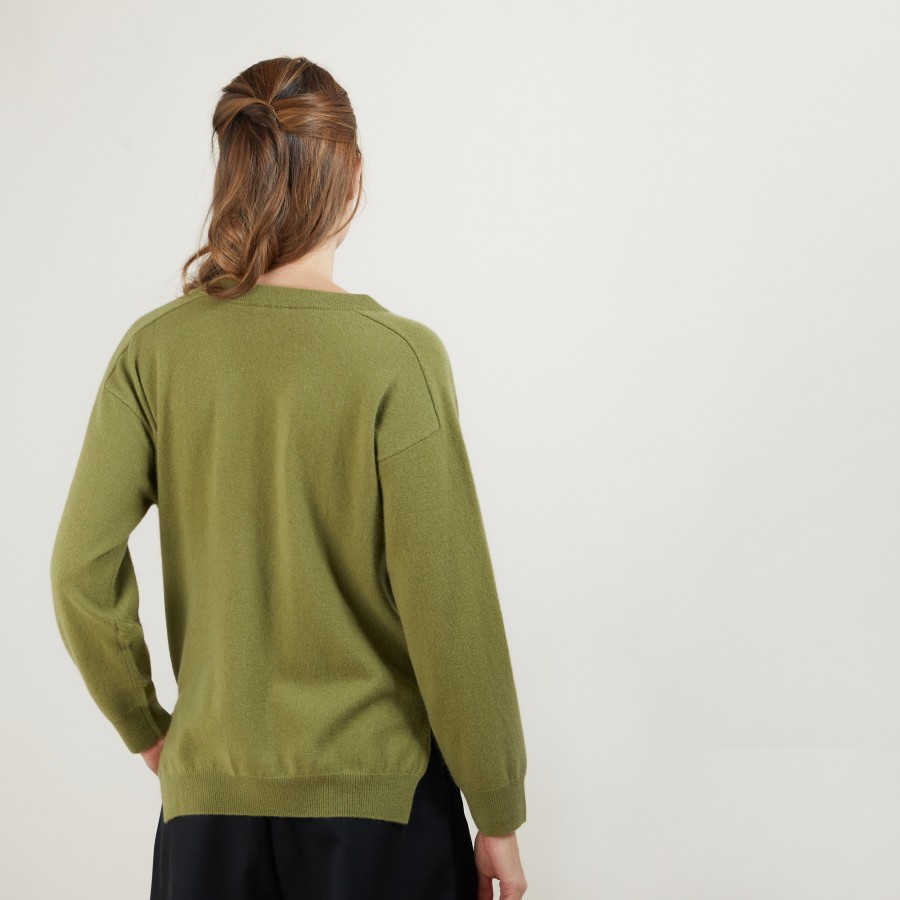 Cashmere V-neck sweater with slits - Barnabe