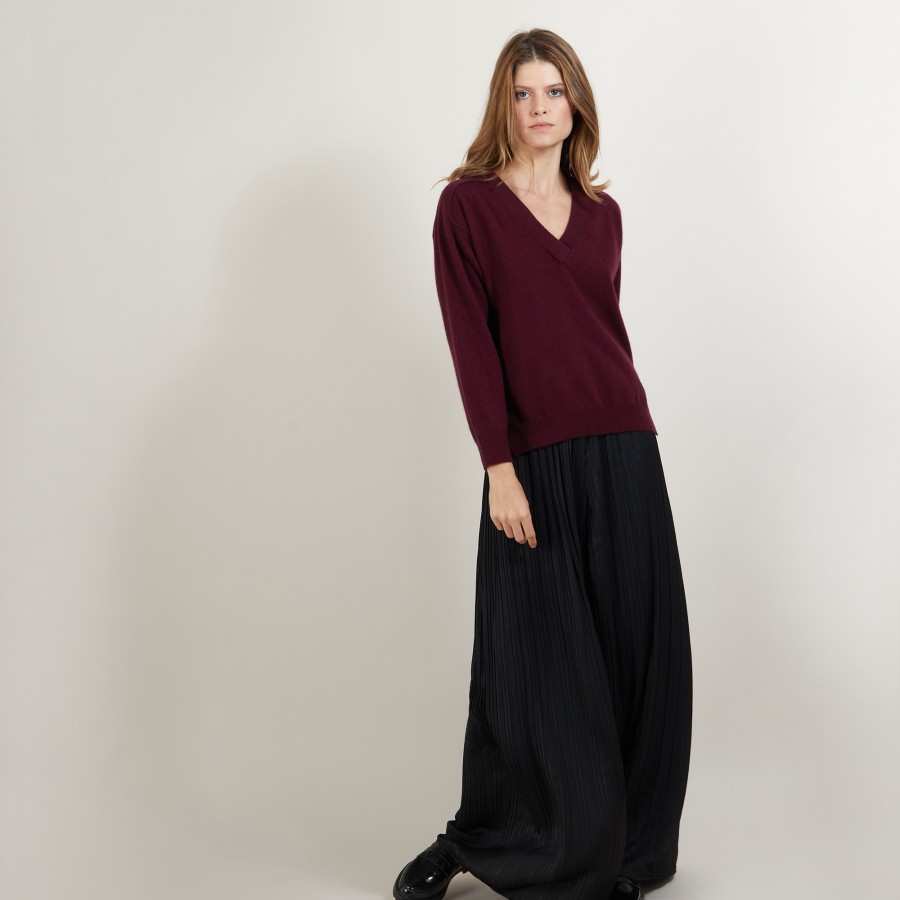 Suéter de cashmere com decote em V e fendas - Barnabe